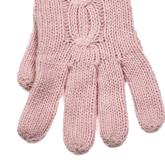 Y2K Vintage Lauren Ralph Lauren Lambswool Angora Cable Knit Gloves Pink NWOT - Picture 6 of 8